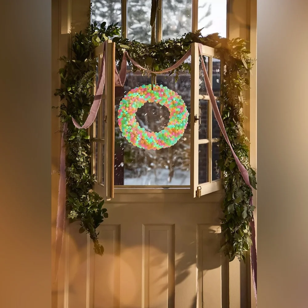 Anthropoligie Terrain Stargazer Cherry Ball 2-Function Light Wreath Multi NIB